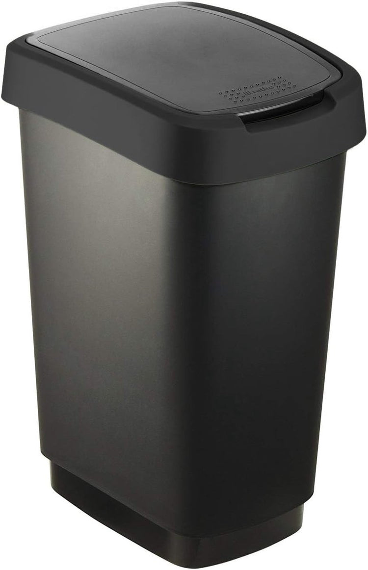 Rotho Salsa - Abfallbehälter - Schwingdeckel - 25l - BPA-frei - Schwarz