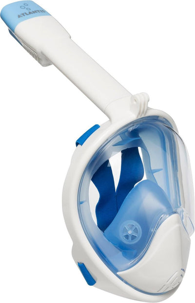 Atlantis Schnorchelmaske 2.0 - Taucherbrille - Schnorchel - Schnorchelset - Vollgesichtsmaske - Erwachsene - Weiß Blau - L XL