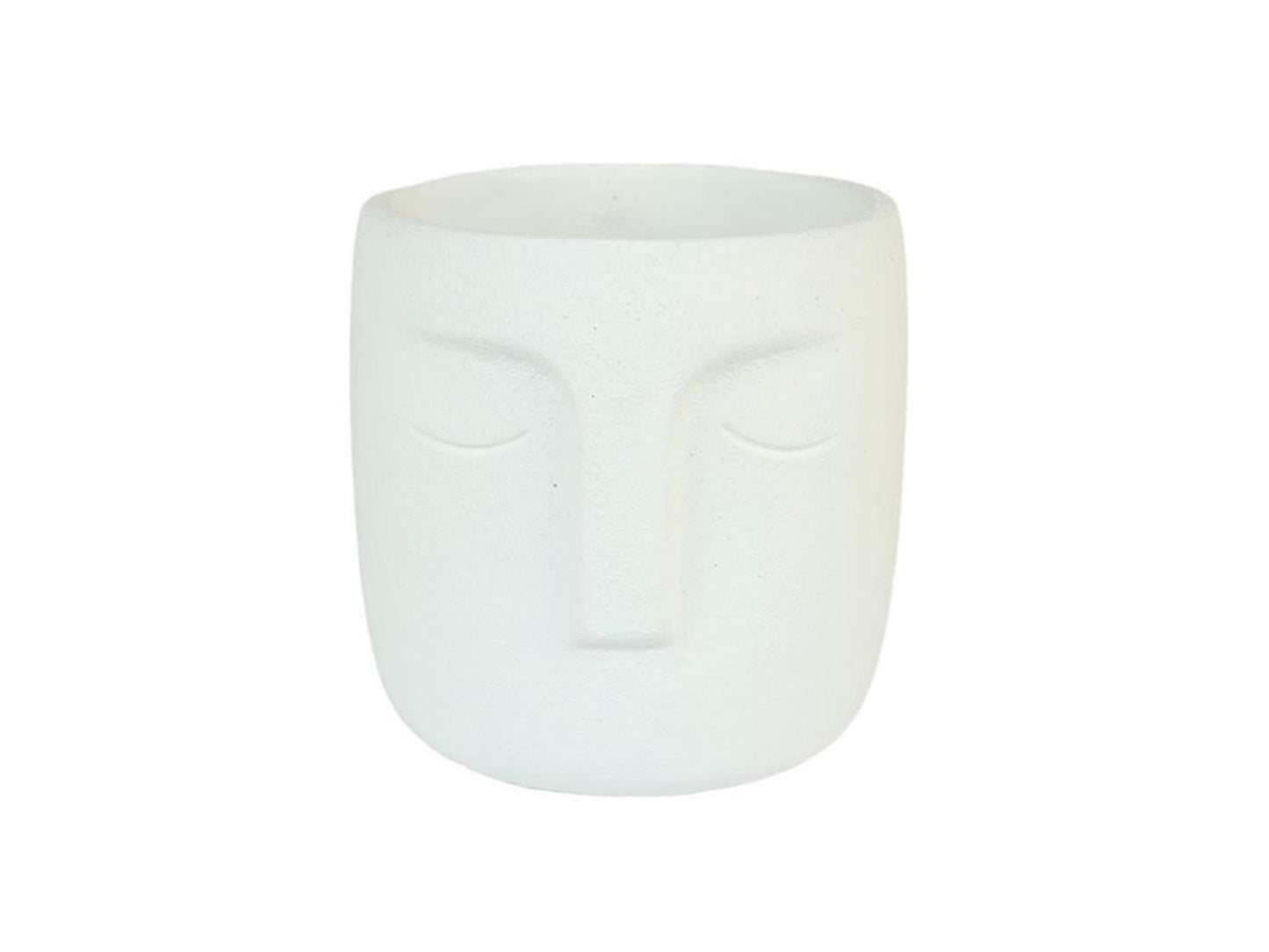 HBx Natural Living Blumentopf Dongo mit Gesicht H14,8cm weiß