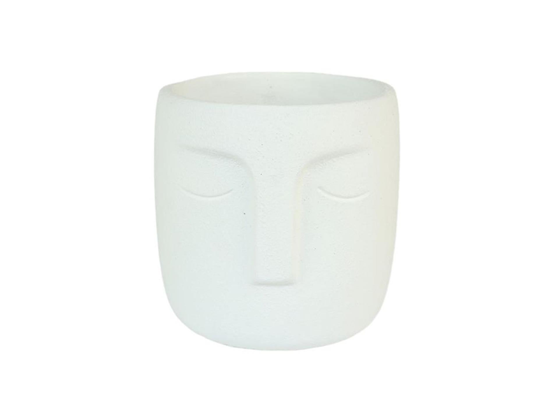 HBx Natural Living Blumentopf Dongo mit Gesicht H14,8cm weiß