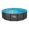 Sommerwellen Schwimmbad Elite Rahmen 427 x 107 cm dunkler Fischgräten- + Filterpumpe