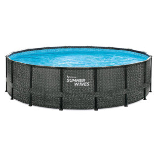 Sommerwellen Schwimmbad Elite Rahmen 488 x 122 cm dunkler Fischgräten- + Filterpumpe