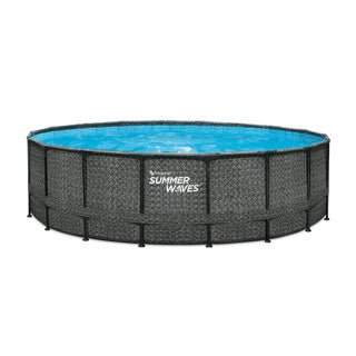 Sommerwellen Schwimmbad Elite Rahmen 549 x 132 cm dunkler Fischgräten- + Sandfilterpumpe