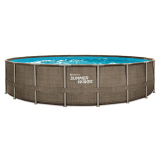 Sommerwellen Schwimmbad Elite Rahmen 610 x 122 cm dunkler dreifacher Korbweave + Filterpomp