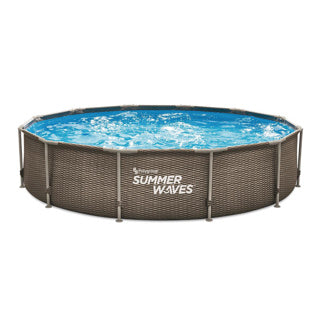 Sommerwellen Schwimmbad aktiver Rahmen 366 x 76 cm dunkler Doppel -Rattan + Filterpumpe