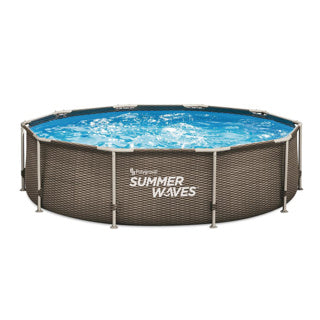 Sommerwellen Schwimmbad aktiver Rahmen 305 x 76 cm dunkler Doppel -Rattan + Filterpomp