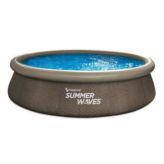 Sommerwellen Schwimmbad Schnellset 366 x 76 cm dunkler Doppel -Rattan + Filterpumpe