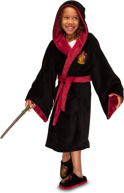 Harry Potter Bademantel Gryffindor mit Kapuze, übergroße Kinderserie, Unisex, 7–9 Jahre (M)