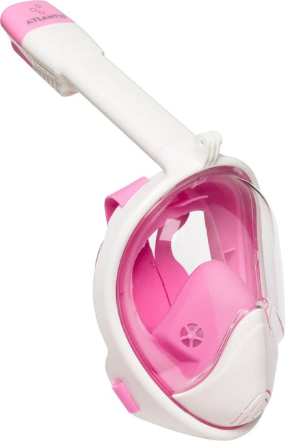 Atlantis Schnorchelmaske 2.0 - Taucherbrille - Schnorchel - Schnorchelset - Vollgesichtsmaske - Erwachsene - Weiß Rosa - S m