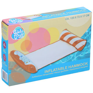 Eddy Toys Luftmatratze Schwimmbad – Luftmatratze Schwimmbad Erwachsene ab 14 Jahren – aufblasbares Bett mit Kopf- und Fußrolle – bis 80 kg – für flaches Wasser – inklusive Reparaturflicken – Orange