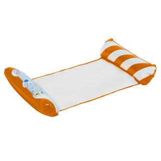 Eddy Toys Luftmatratze Schwimmbad – Luftmatratze Schwimmbad Erwachsene ab 14 Jahren – aufblasbares Bett mit Kopf- und Fußrolle – bis 80 kg – für flaches Wasser – inklusive Reparaturflicken – Orange