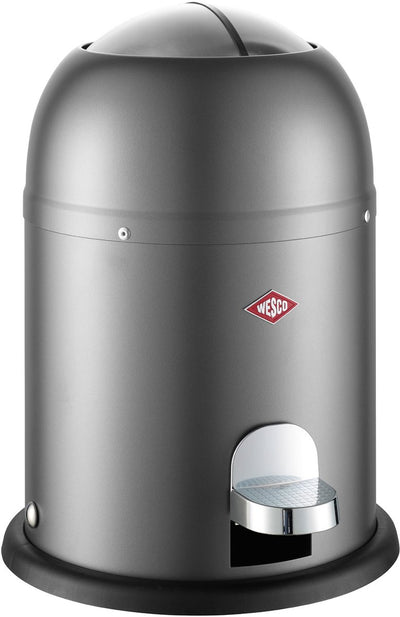 Wesco Mini Master Kosmetikeimer in mattem Graphit, pulverbeschichtetes Stahlblech, Fassungsvermögen 6 Liter, Inneneimer aus Kunststoff, Fußpedal