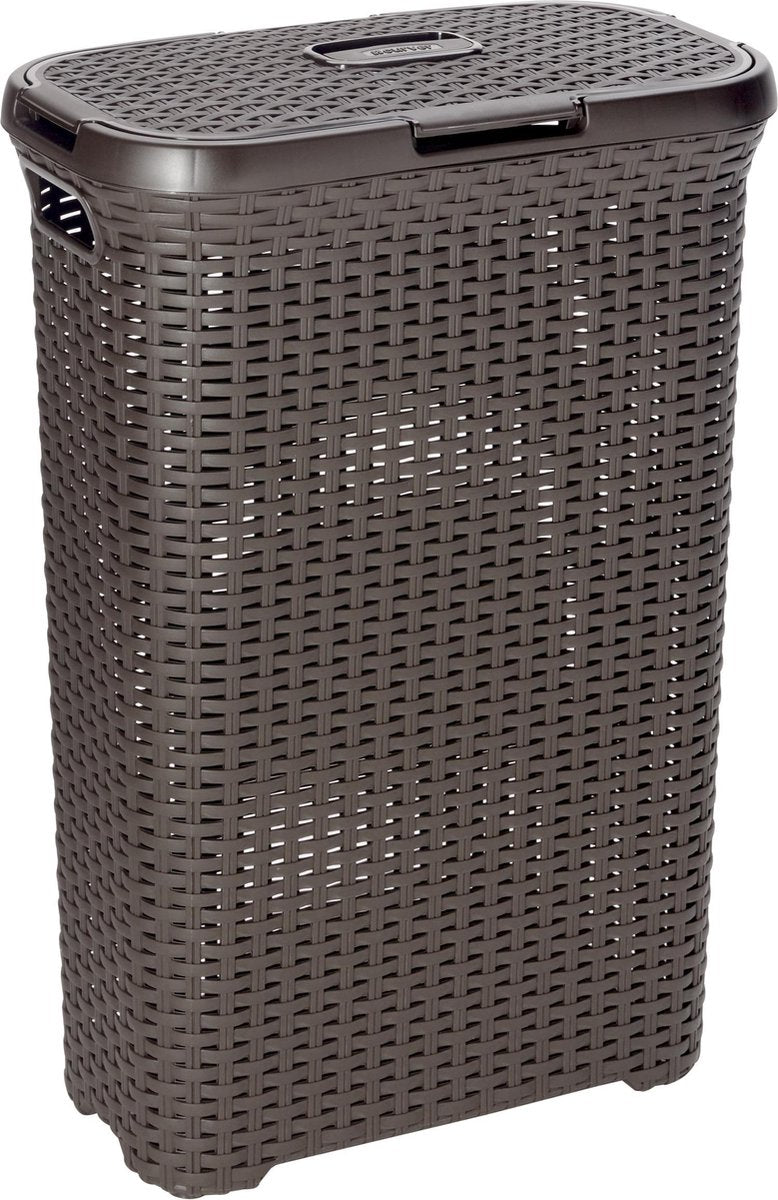 Wäschekorb im Curver-Stil mit Deckel – 40 l – Kunststoff – braun