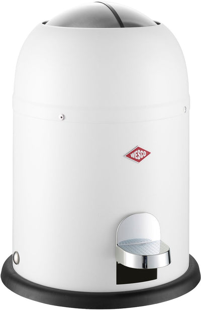 Wesco Kosmetikeimer Mini Master in mattweiß, pulverbeschichtetes Stahlblech, Fassungsvermögen 6 Liter, Inneneimer aus Kunststoff, Fußpedal