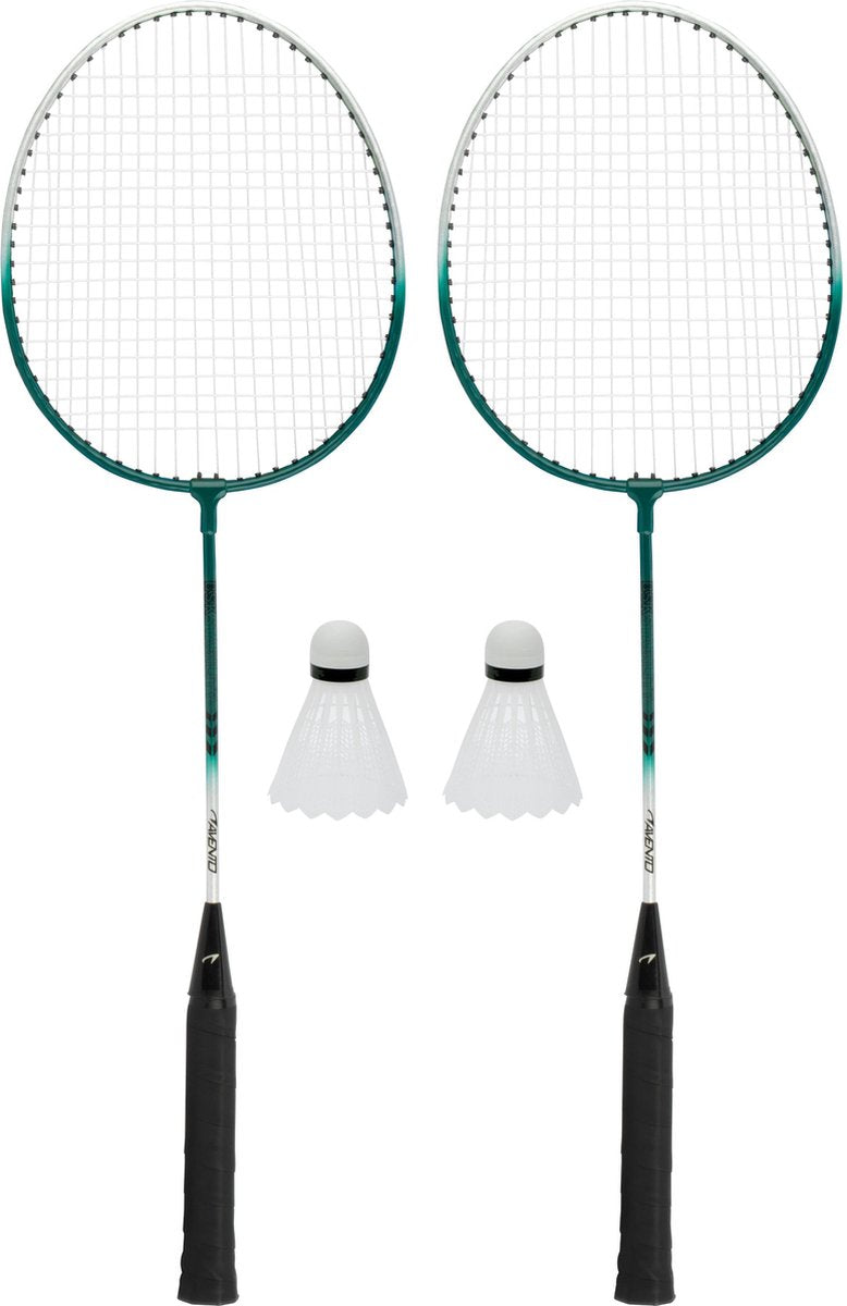 Avento - Power Speed Badminton-Set - Stahl - Silbergrün - 2er-Set