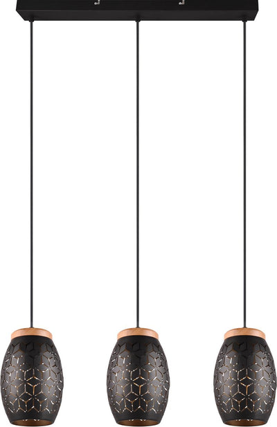 Rl lebe dein Licht Reality Bidar - Hängelampe - Schwarz-Gold - exkl. 3x E27 4W - Fußschalter - schwenkbar
