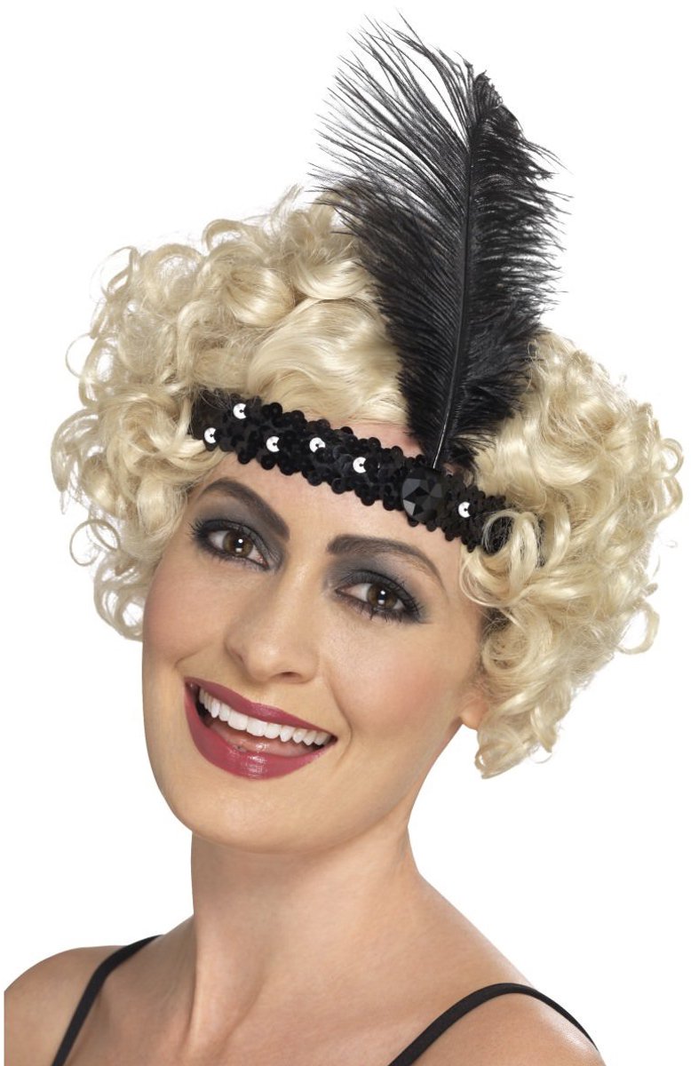 Smiffys – Stirnband – Charleston – mit Feder – schwarz