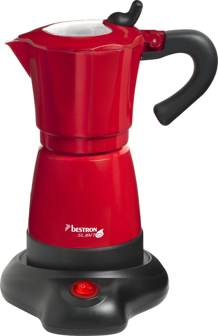 Bestron Perkolator – AES480 – 300 ml – 6 Tassen – Aluminiumgehäuse – Rot – 5 Jahre Garantie