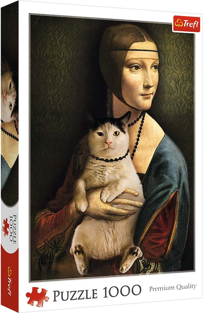 Trefl Puzzle 1000 Teile Dame mit Katze, Puzzle für Erwachsene.