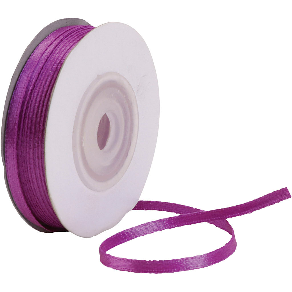 Creativ Company Satin Ribbon, B: 3 mm, dunkelviolett, 30 m 1 Roll