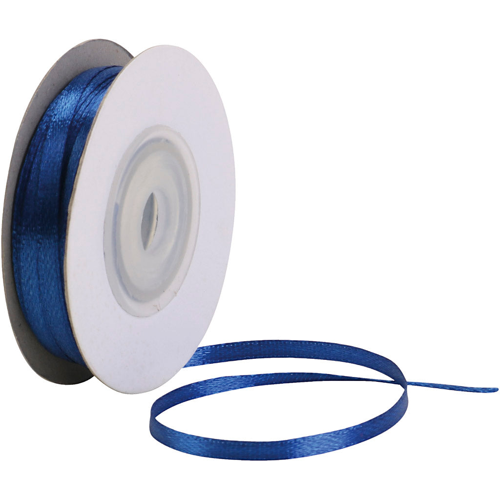 Creativ Company Satin Ribbon, B: 3 mm, Koningsblauw, 30 m 1 Roll