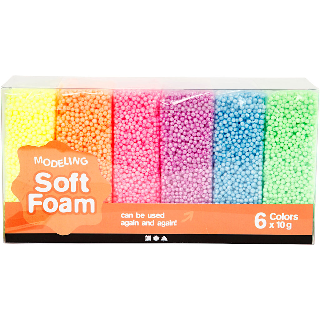 Weiche Schaumstoff -Ton -Neonfarben, 6x10gr.