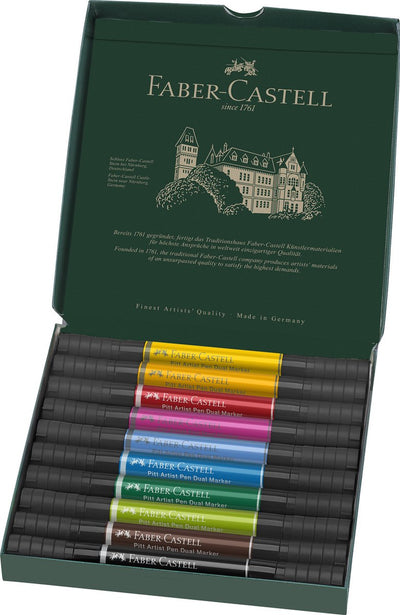 Faber-Castell Zeichenstift – Pitt Artist Pen – Duo-Marker – Pinselmarker und Fineliner – 10 Stück – FC-162010