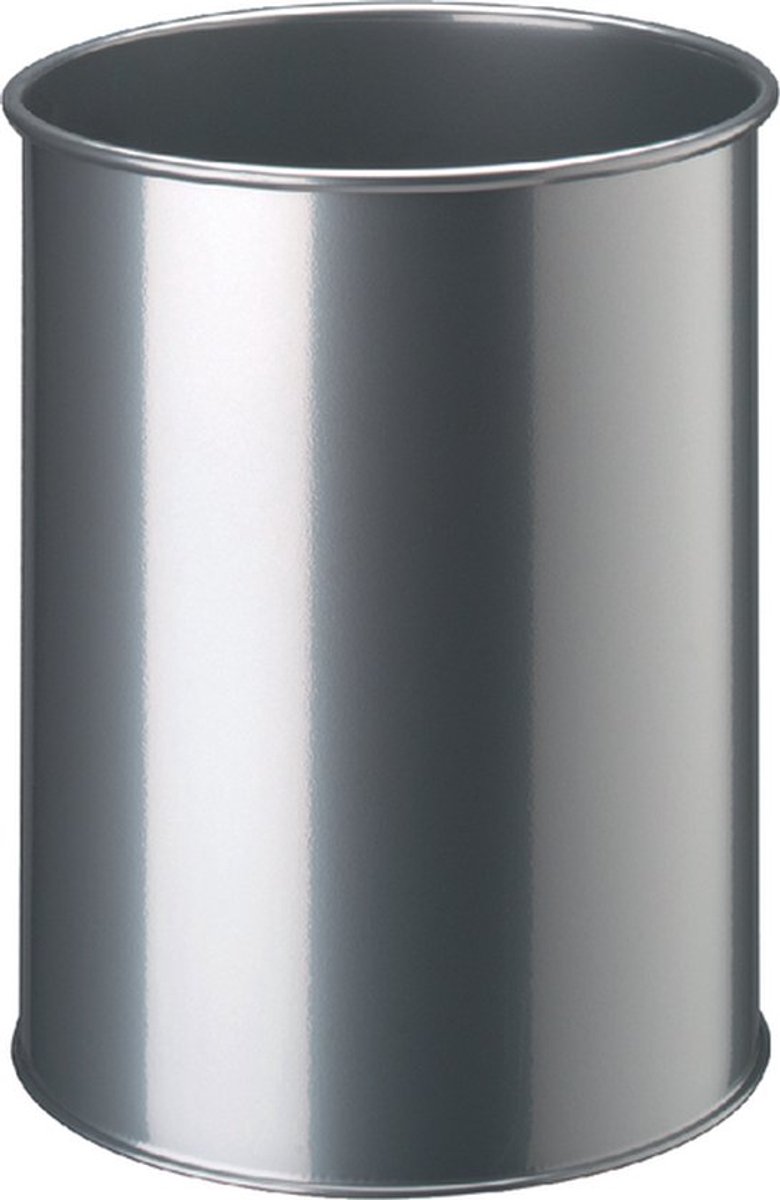 Robuster Papierkorb 15 Liter rund silber