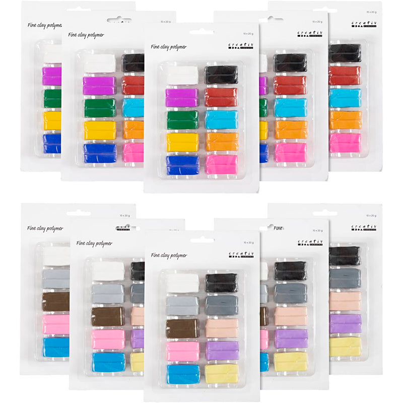 Creativ Company feiner Polymerton, bunt, Pastellfarben, 120 x 20 g, 1 Box