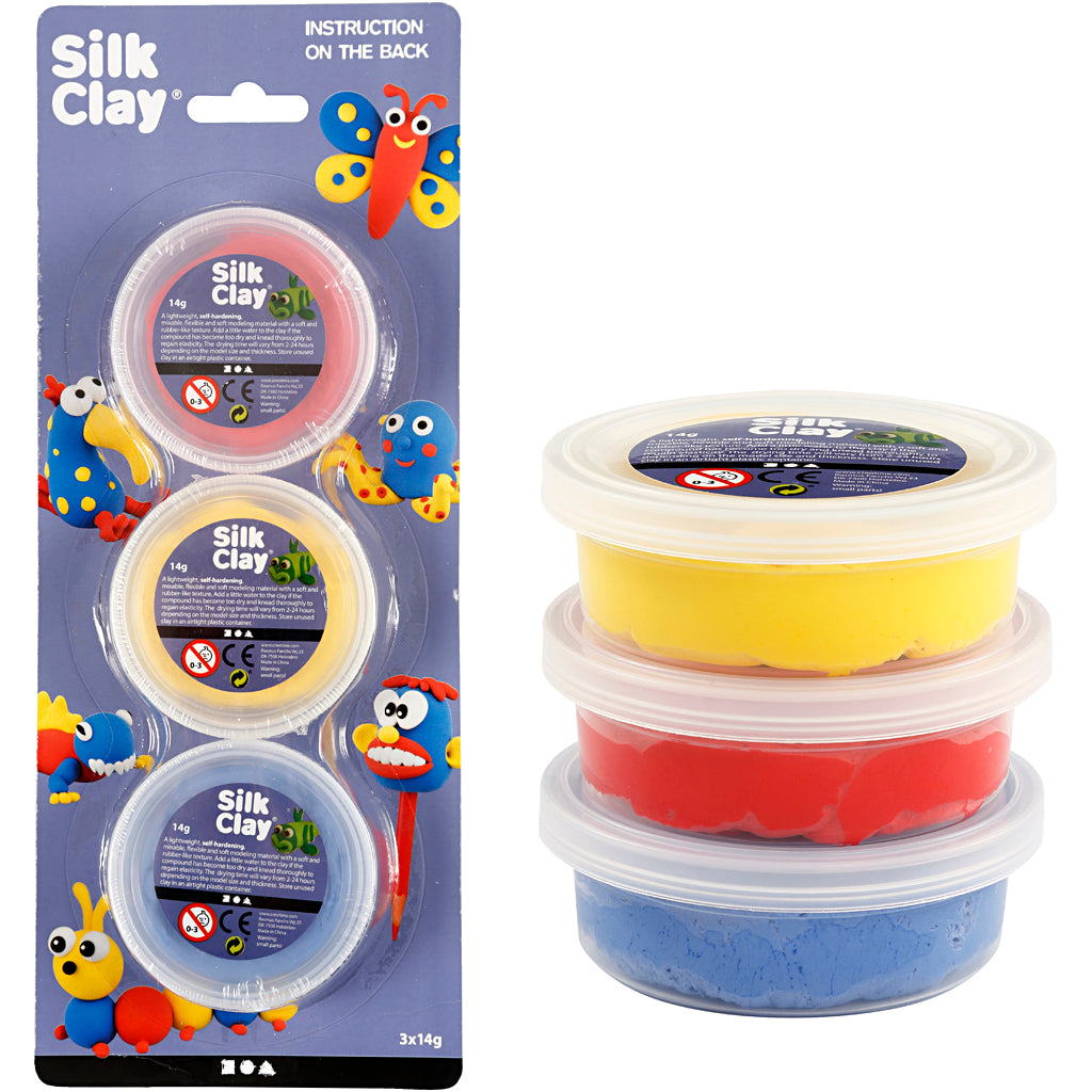 Silk Clay®, blau, rot, gelb, 3x14 gr 1 Box