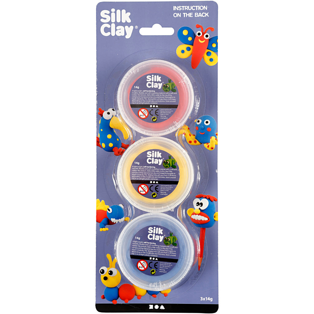 Silk Clay®, blau, rot, gelb, 3x14 gr 1 Box