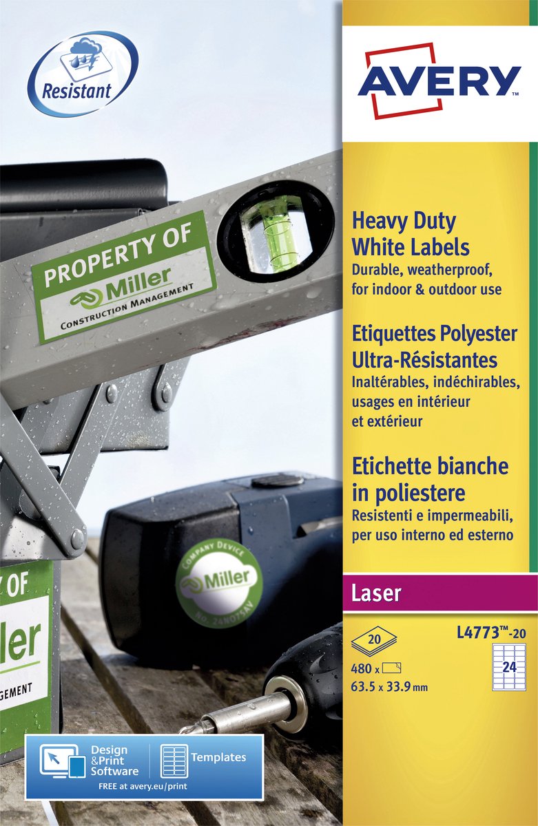 Markenlose Avery-Hochleistungsetiketten ohne Marke – Laser – L4773