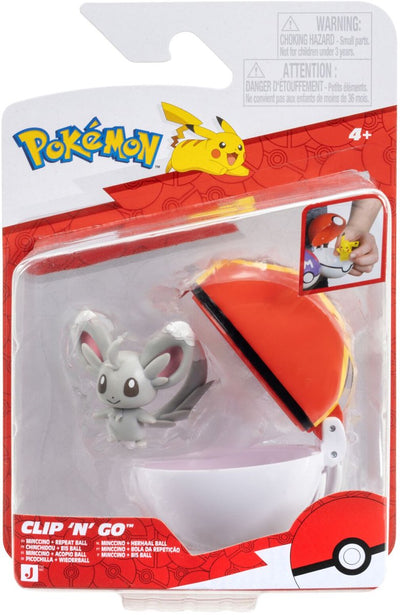 Jazwares Pokémon - Clip 'n' Go - Minccino mit Wiederholungsball