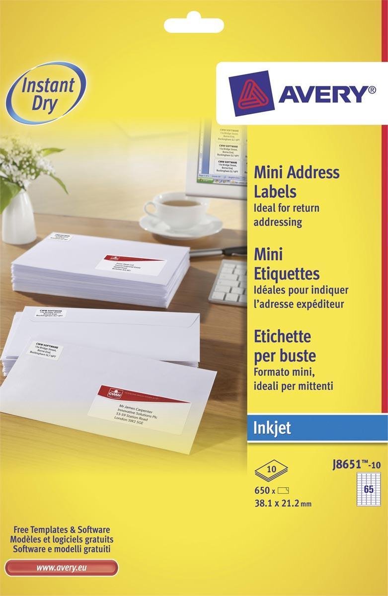 Avery weißes Mini-Etikett – Tintenstrahl – j8651
