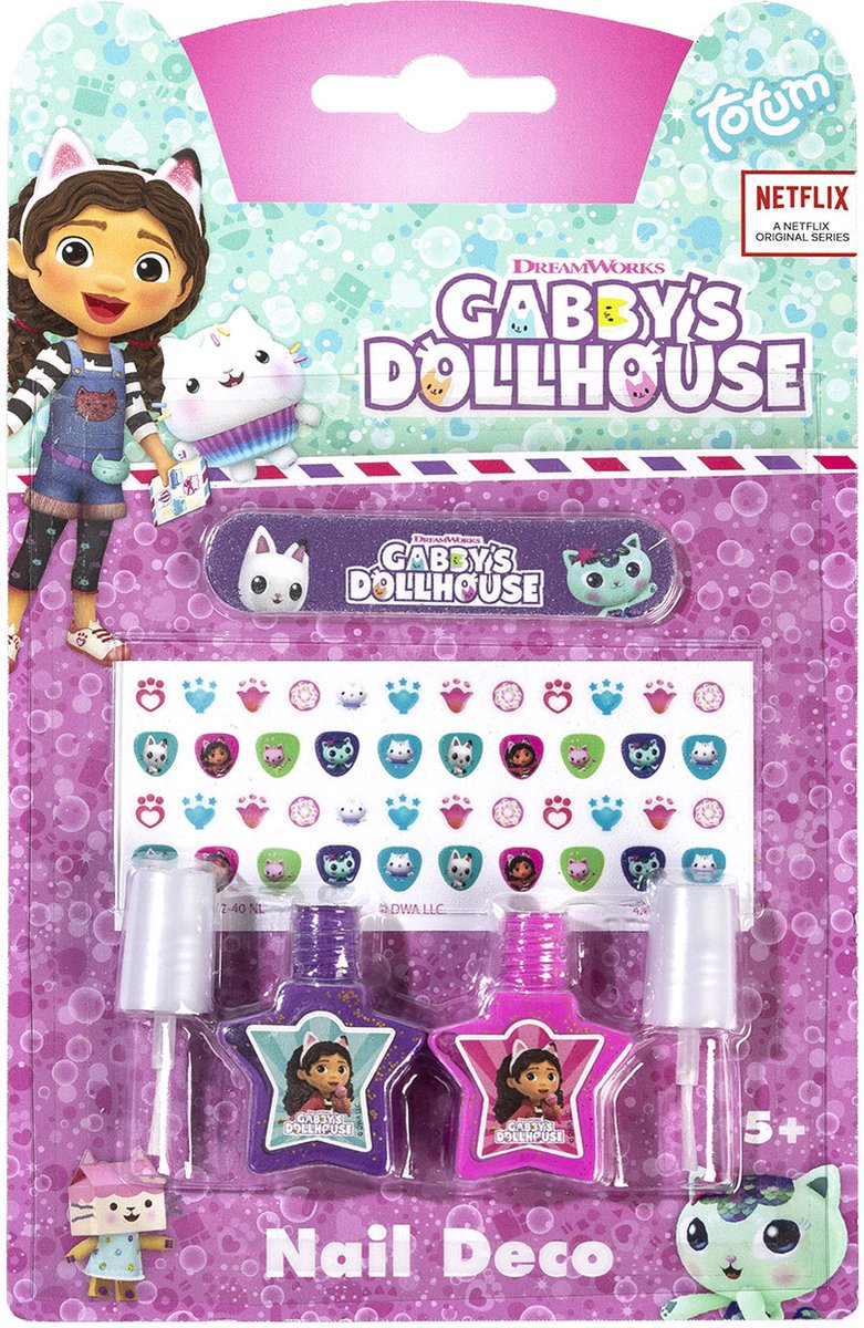 Totum Gabbys Puppenhaus Nageldeko-Set Kinder-Nagellack Junior – Kinder-Schönheitsspielzeug ab 3 Jahren Gabbys Puppenhaus