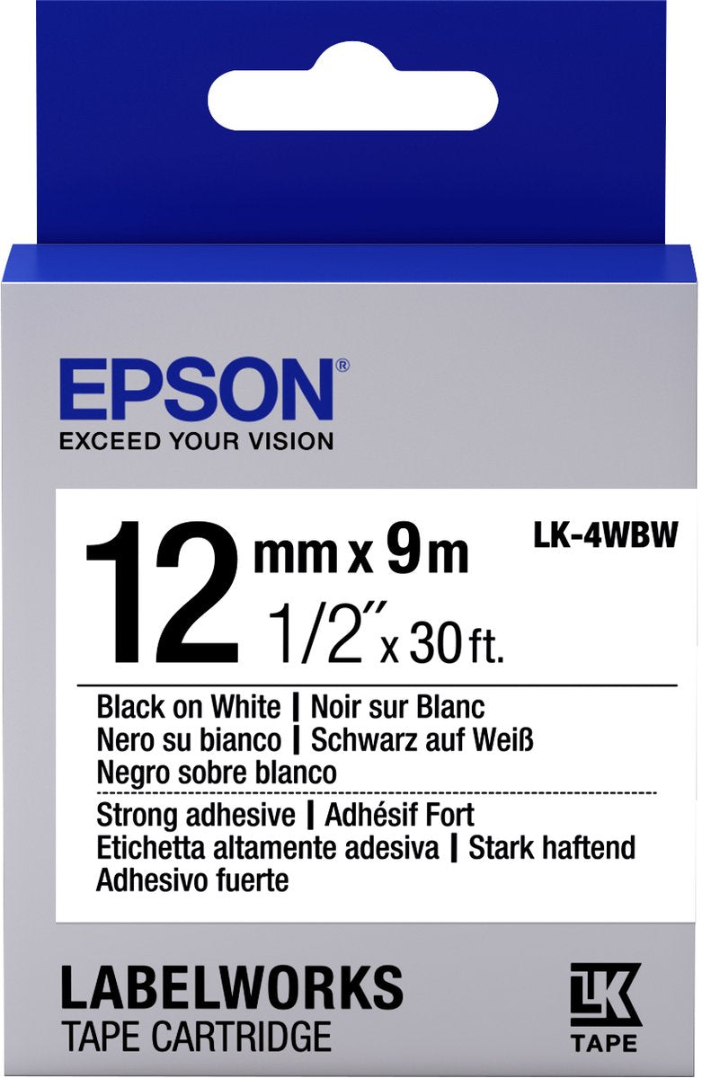 Starkes Klebeband von Epson – LK-4WBW STRNG ADH BLK WHT 12 9