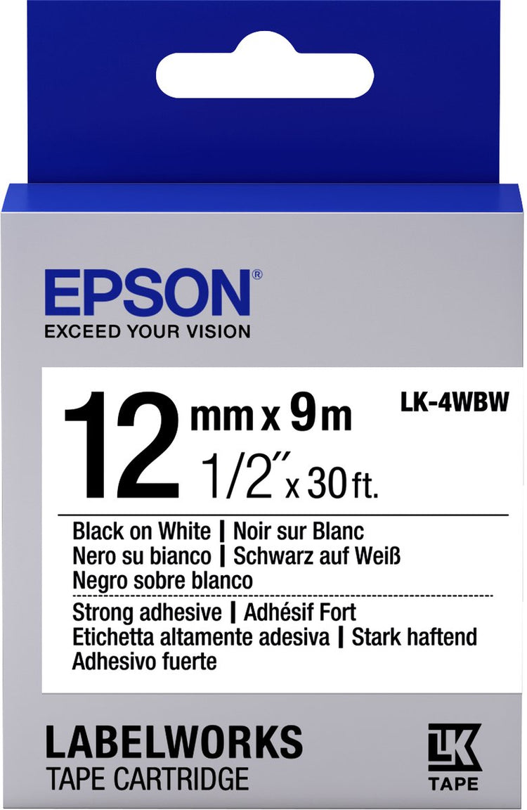 Starkes Klebeband von Epson – LK-4WBW STRNG ADH BLK WHT 12 9