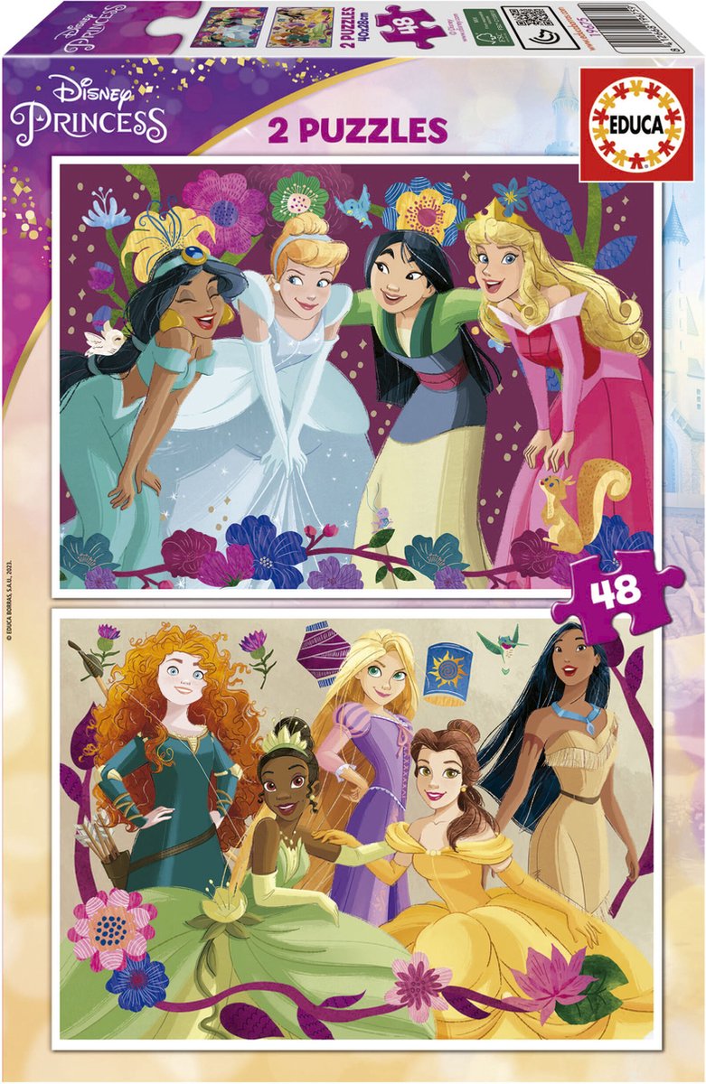 Educa - Puzzle - 2 x 48 Teile - Disney Princess
