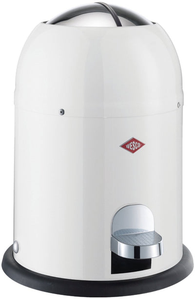 Wesco Kosmetikeimer Mini Master in weiß, pulverbeschichtetes Stahlblech, Fassungsvermögen 6 Liter, Inneneimer aus Kunststoff, Fußpedal