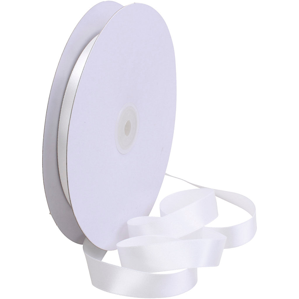 Creativ Company Satin Ribbon, B: 15 mm, weiß, 50 m 1 Roll