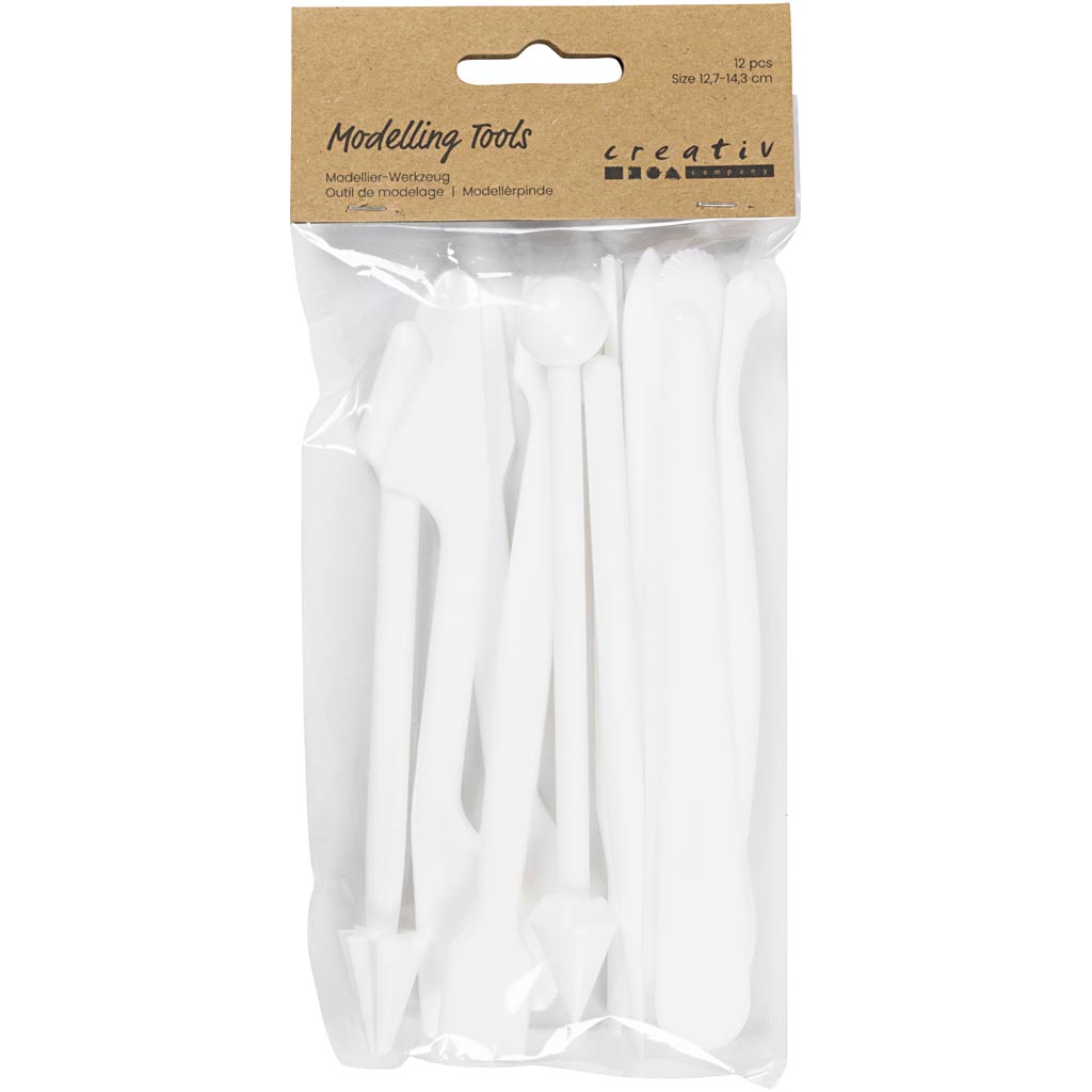 Creativ Company Modellierstäbe, Größe 12,7-14,3 cm, weiß, 12 Stück 1 Box