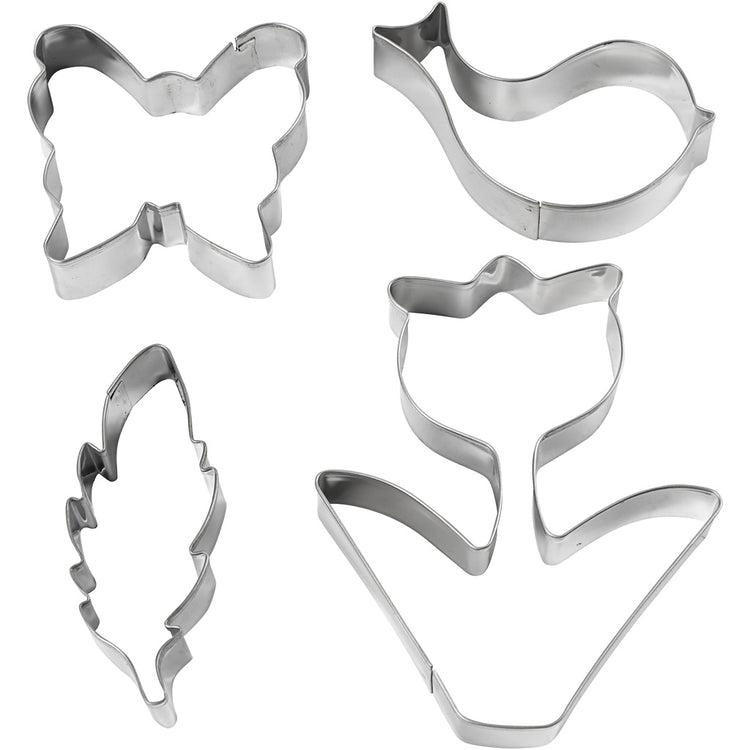 Creativ Company Ausstechformen, Blume, Vogel, Schmetterling, Feder, H: 11 cm, 4 Stück 1 Box