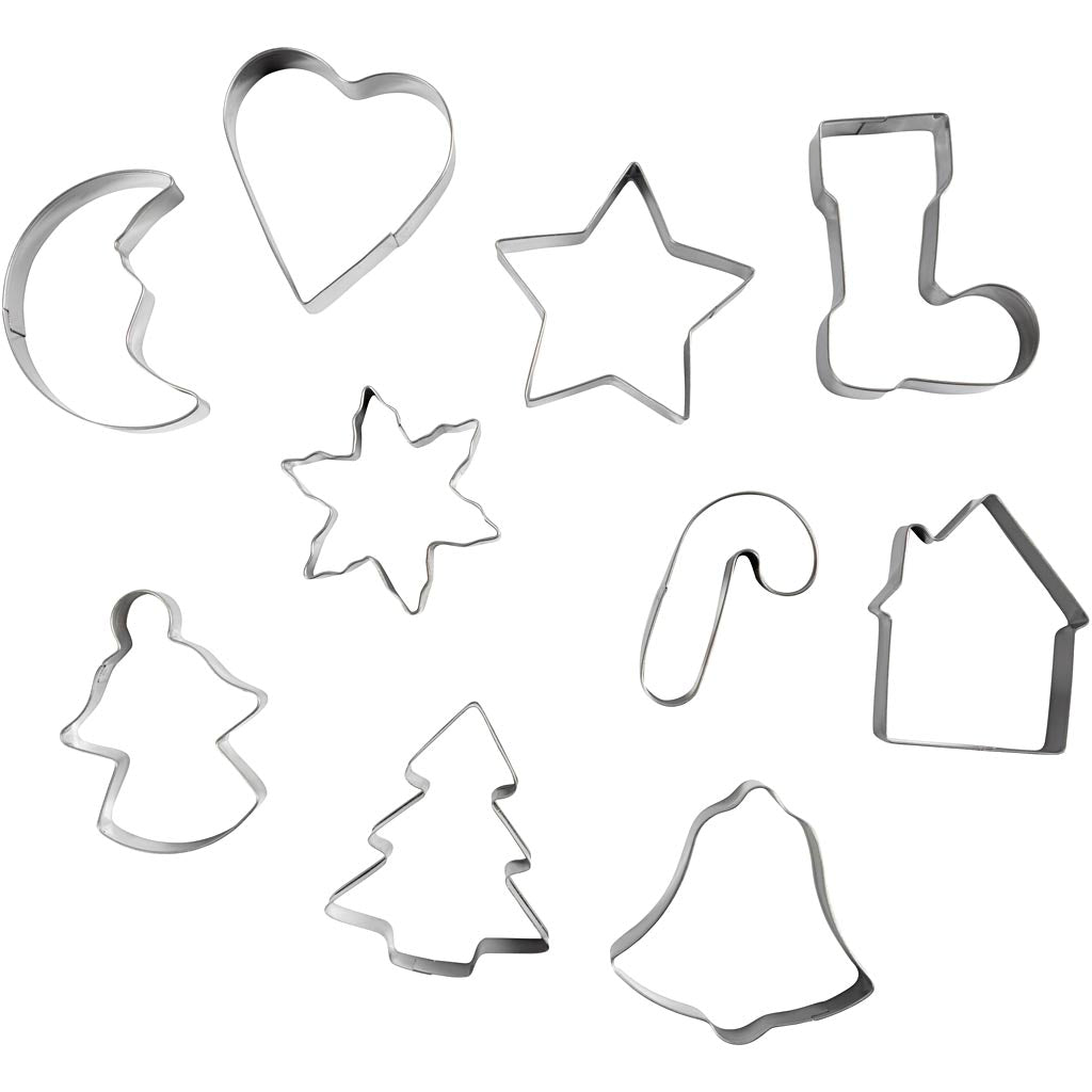 Creativ Company Ausstechformen, Weihnachtsformen, Größe 3-5,7 cm, 10 Stück, 1 Box