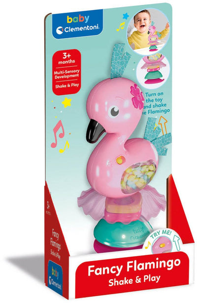 Clementoni Baby schütteln und spielen Flamingo mit Klang und Saugnapfbecher