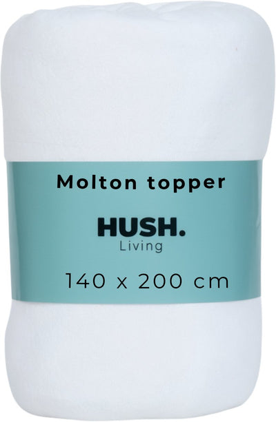 Stille. Living Hush Living Molton Topper-Schutz – 80 % Baumwolle, 20 % Polyester – hervorragende Feuchtigkeitsaufnahme – formstabil – Komfort und langlebiger Schutz – 140 x 200 + 15 cm