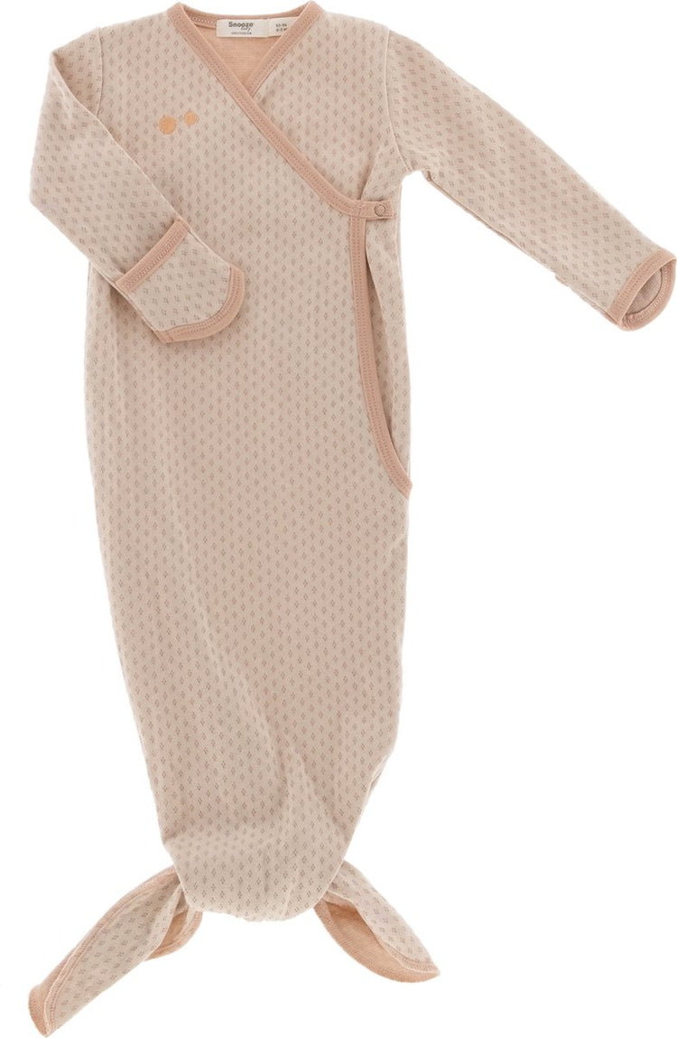 Snoozebaby Cocoon Babyschlafsack für 3-6 Monate – geknoteter Schlafsack + Kratzfäustlinge – geknoteter Schlafsack 70 cm – milchiger Rest – rosa –