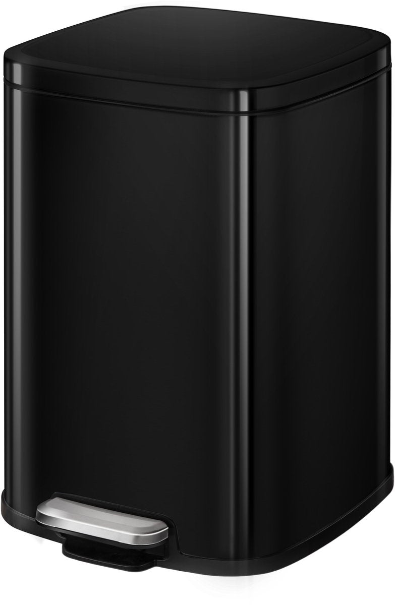 Eko - Stella Treteimer 6 Liter - Edelstahl Kunststoff - Schwarz - Abfalleimer