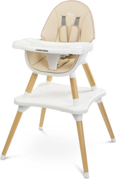 Caretero Caratero Tuva Hochstuhl aus Holz – 2 in 1 – Hochstuhl – Esszimmerstuhl – Stillstuhl – Beige