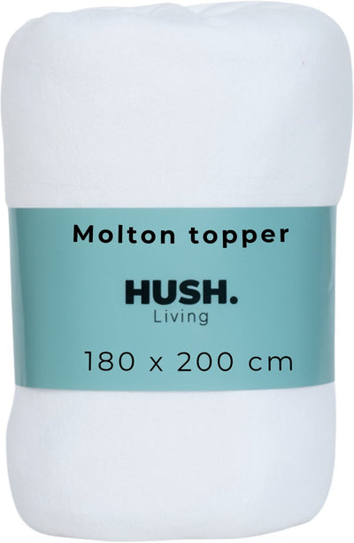 Stille. Living Hush Living Molton Topper-Schutz – 80 % Baumwolle, 20 % Polyester – hervorragende Feuchtigkeitsaufnahme – formstabil – Komfort und langlebiger Schutz – 180 x 200 + 15 cm