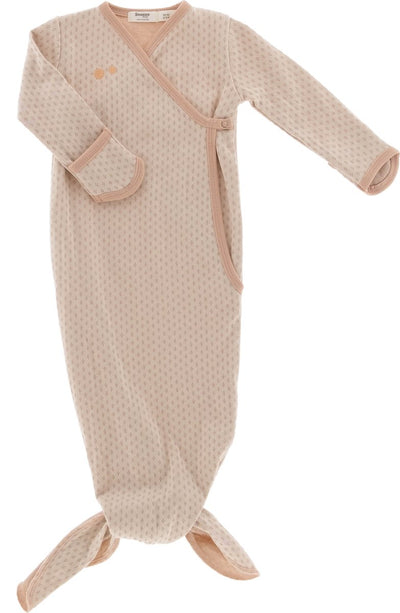 Snoozebaby Cocoon Babyschlafsack für 3-6 Monate – geknoteter Schlafsack + Kratzfäustlinge – geknoteter Schlafsack 70 cm – milchiger Rest – rosa –